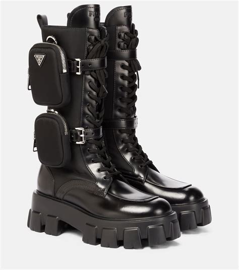 prada monolith boots high|prada monolith leather boots.